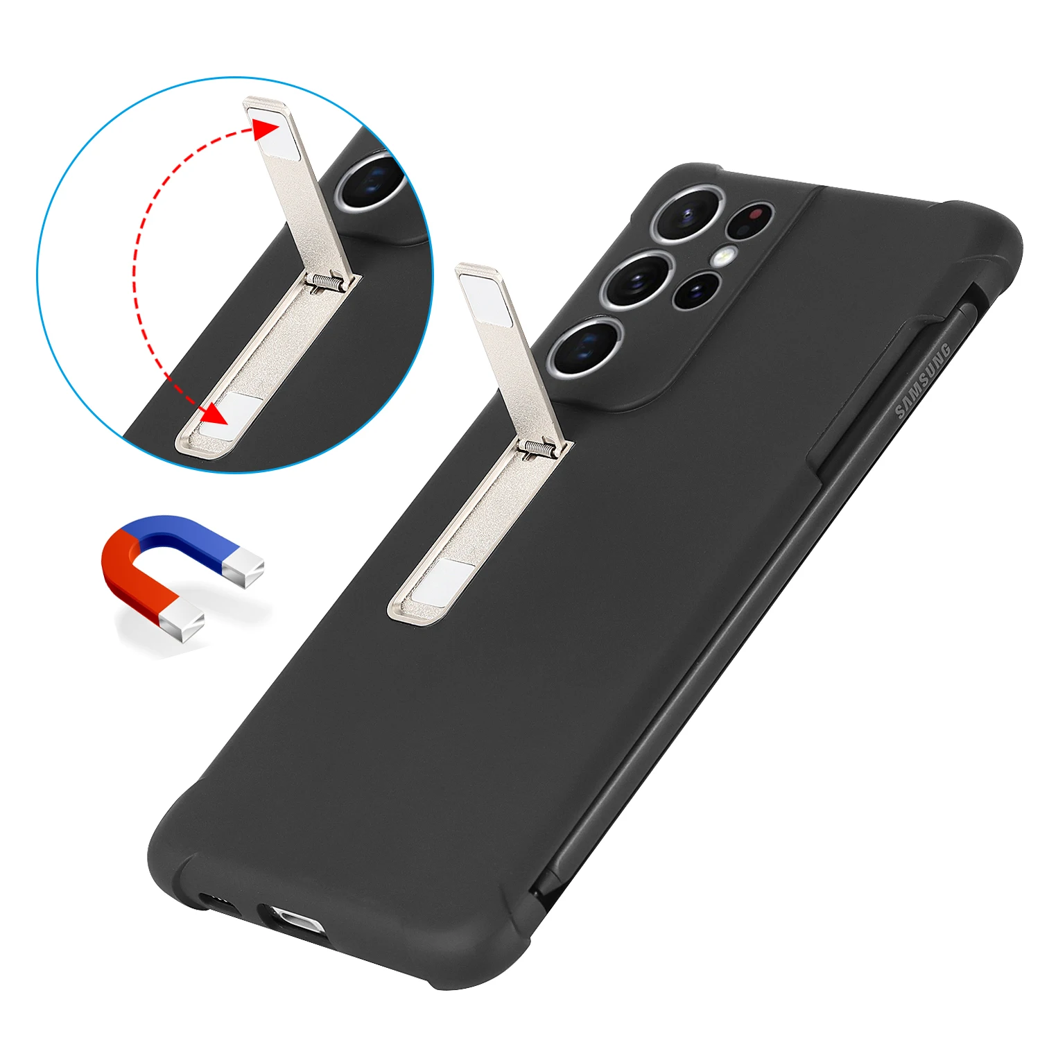 Kup Do Etui Na Telefon Samsung Galaxy S21 Ultra 5G Z Uchwytem Na Rysik Matowy Uchwyt Na Długopis TPU Czarny