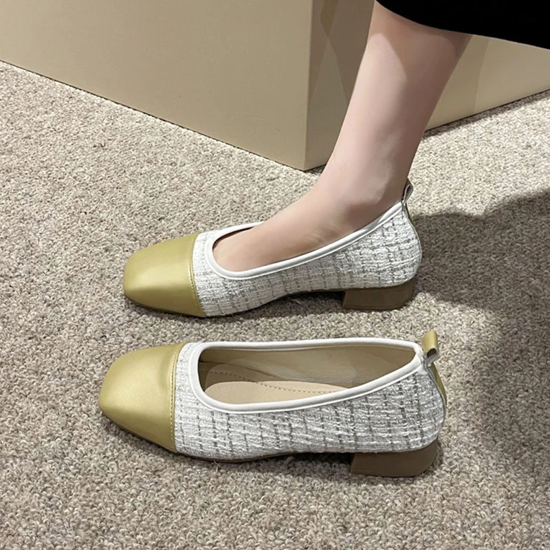 

Casual Woman Shoe Female Footwear Square Toe Shallow Mouth Soft Slip-on New Dress Summer Slip On Moccasin Solid Basic Lace-Up Sl