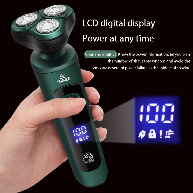 

Smart Electric Shaver LCD Digital Display Three Heads Floating Razor USB Charging Automatic Cleaning Multi-Function Beard Knife