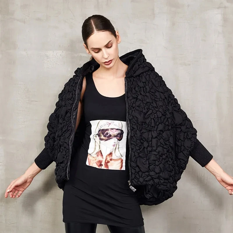 Embroidery Light Luxury Down Jacket Women's Spring New Short Fashion Design Sense Hooded Trendy Cape 90 White Duck Down Coat