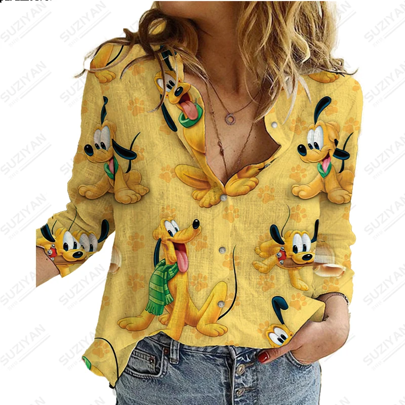 

23 New Spring and Autumn Long Sleeve Button Up Shirt Coat 3D Printed Loose and Comfortable Harajuku Fit Large Disney Donald Duck