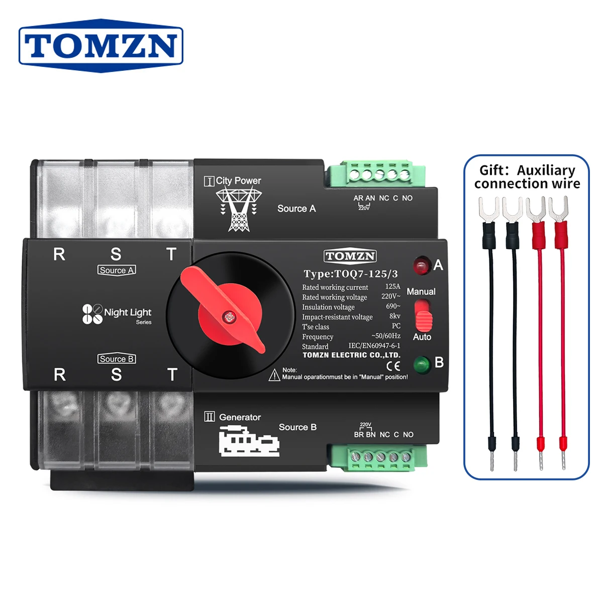 

TOMZN TOQ7 Мини ATS автоматический трехфазный переключатель 3P 63A 100A 125A 220V 230V