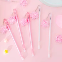 1 pcs quicksand sequins cherry blossom pendant gel pen cute fairy pendant pen student signature pen ball pen