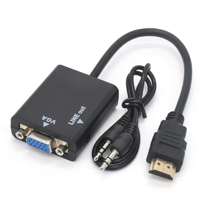 Кабель-адаптер HDMI-VGA выпуклая HD видео компьютерный преобразователь с аудио