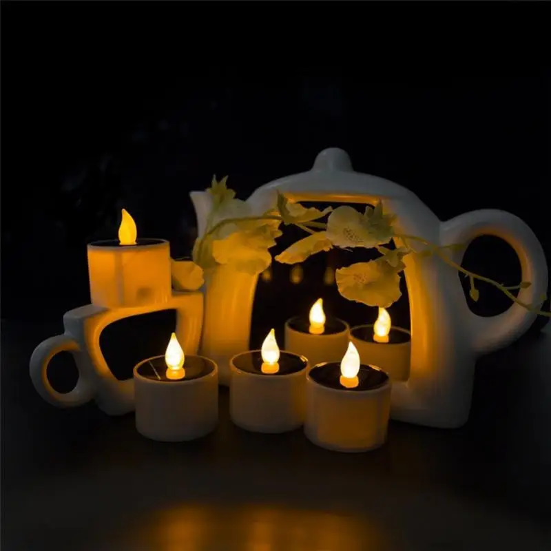 

Лампа-Свеча на солнечной батарее, безпламенные лампы, Электронные Водонепроницаемые Экологичные чайные лампы для наружного освещения, декоративные свечи