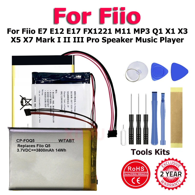 Аккумулятор XDOU FiioE12 FiioQ1 AEC404677 для Fiio E7 E12 E17 FX1221 M11 MP3 Q1 X1 X3 X5 X7 Mark I II III Pro, динамик, музыкальный плеер