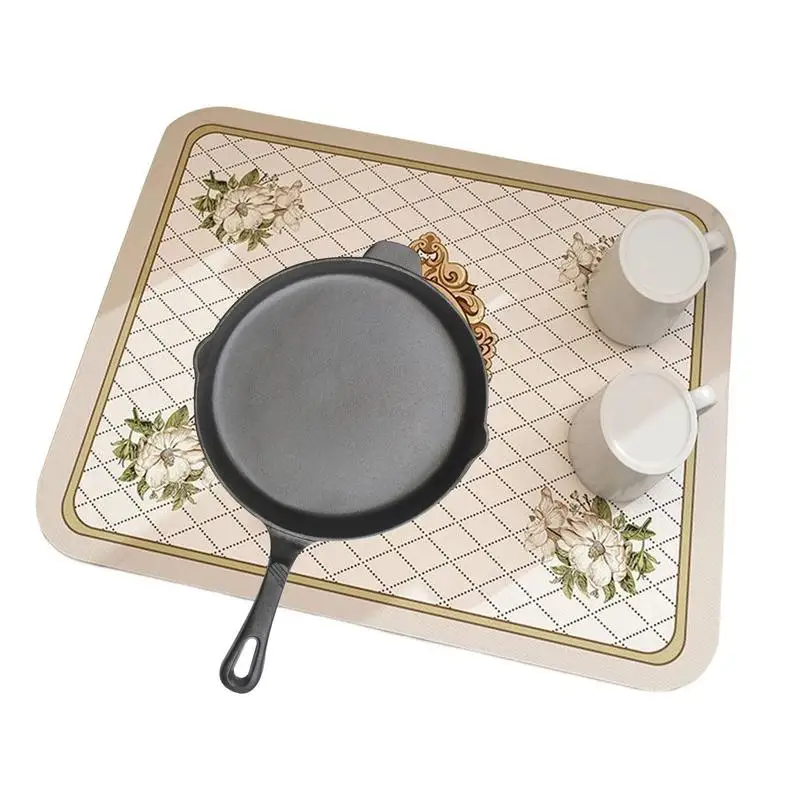 

Diatom Mud Drain Pad For Kitchen Super Absorbent Kitchen Countertop Technology Cloth Drain Pad Quick Dry Mat Absorbent Dish