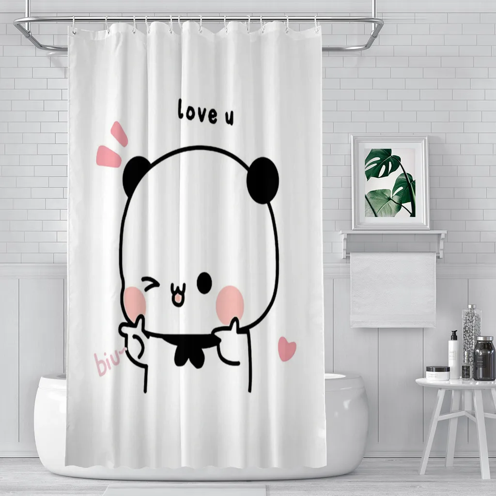

Finger Guns Love Bathroom Shower Curtains Bubu Dudu Cartoon Waterproof Partition Curtain Funny Home Decor Accessories
