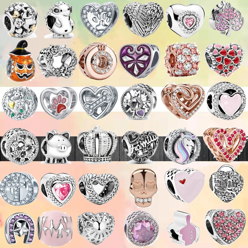 

Newest Shining Love Family Star Flowers Round Beads Pendant Fit Original Pandora Charms Silver Color Bracelet DIY Women Jewelry