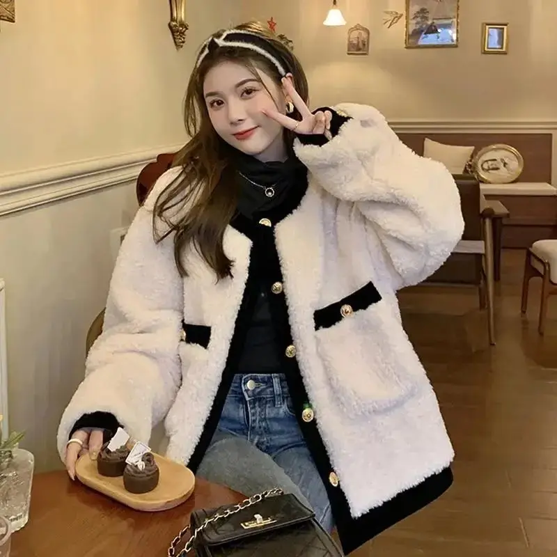 Куртка Женская Базовая в стиле пэчворк элегантная уличная одежда Корейском