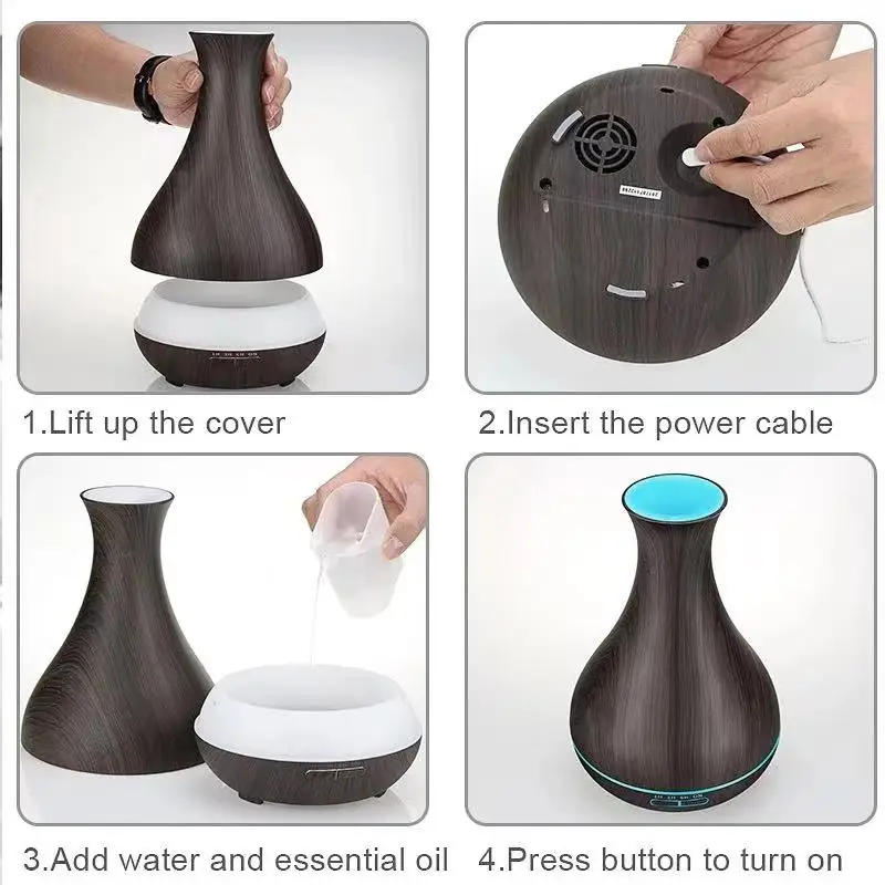 550 мл диффузор аромата эфирного масла с дистанционным управлением под дерево