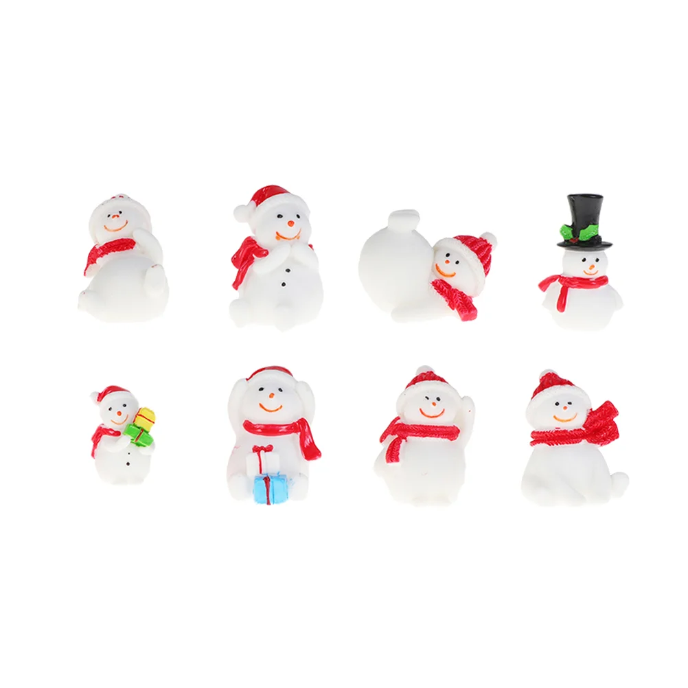 

8pcs Miniature Snowman Decoration Christmas Miniature Ornament Christmas Snowman Resin Snowman Miniature