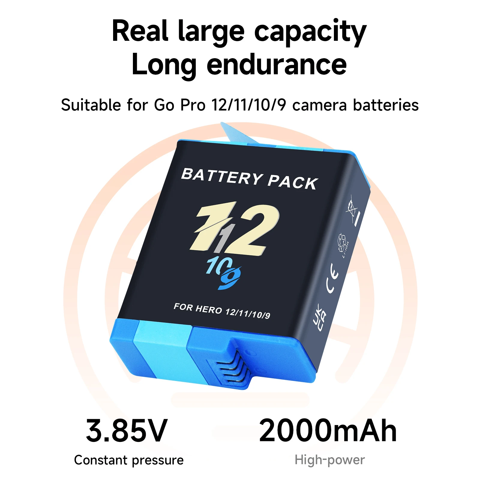 Аккумуляторная батарея Palo 3 85 В 2000 мАч для GoPro подходит 12/11/10/9 аккумуляторы камеры