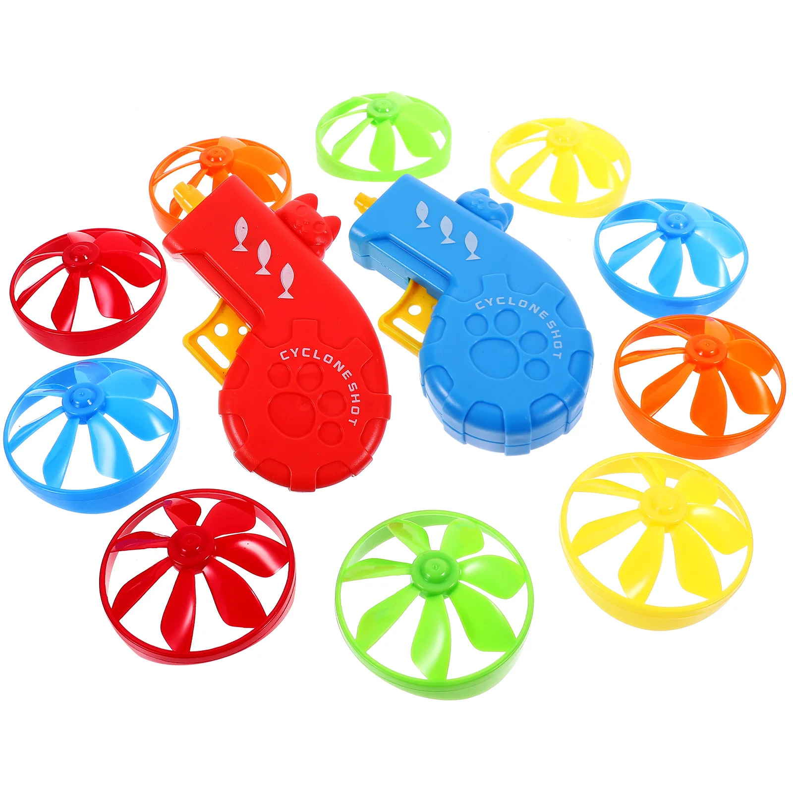 

2 Pcs Funny Cat Toy Set Flying Saucers Kids Toys Training Cats Helicopter Playing With Pets Chasing UFO Disc Launcher