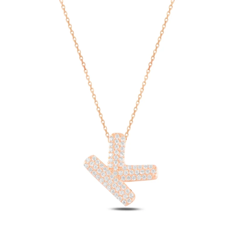 

Silver 925 Set-K-Letter Zircon Stone Ghost Pendant