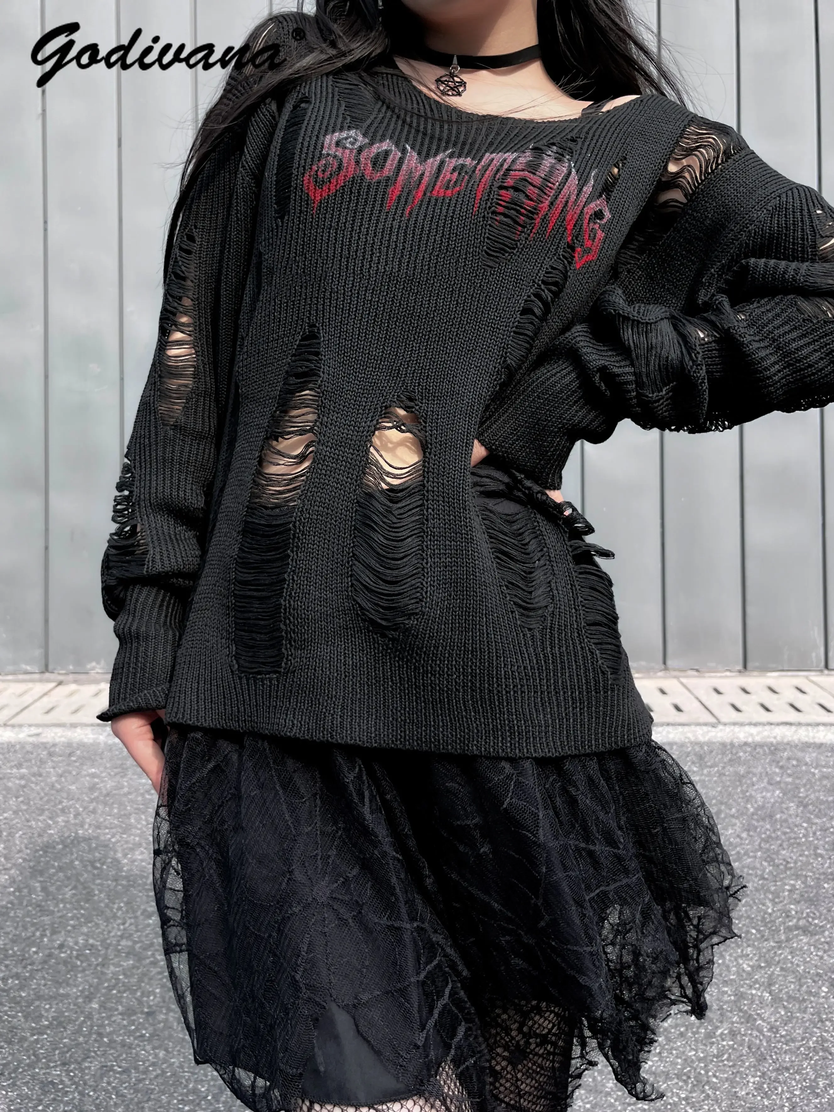 Оригинальный темный готический рок-весенний женский крутой рваный топ Subculture Y2K