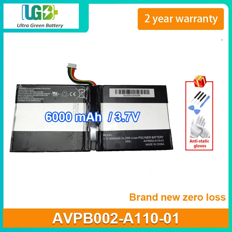 UGB New AVPB002-A110-01 Battery For BARNES & NOBLE BNTV600 Nook HD+ Plus HD+9 Ovation AVPB00 GB-S02-308594-0100 Battery 6000mAh