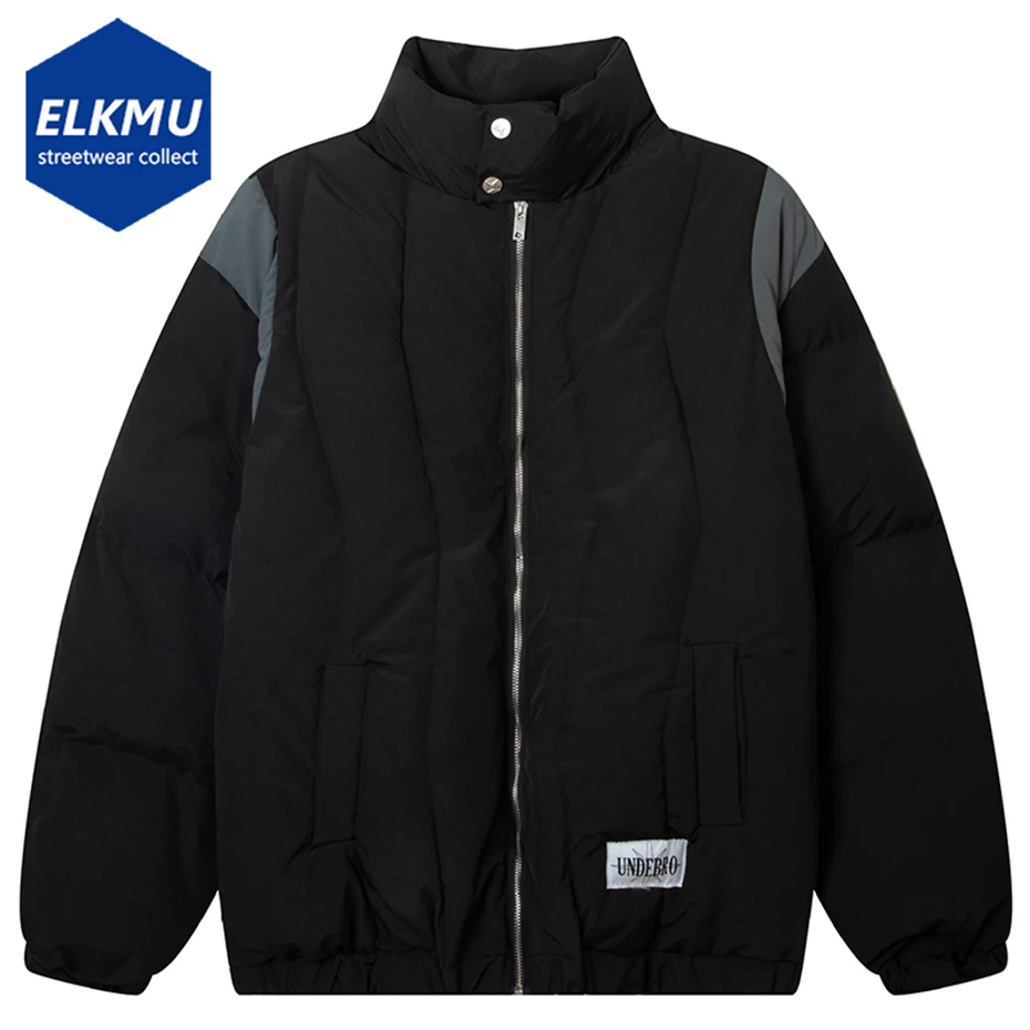 

Парка мужская зимняя с пуховиками, модная куртка с цветными вставками, пузырьковое пальто с воротником-стойкой, утепленная черная с подкладкой, верхняя одежда