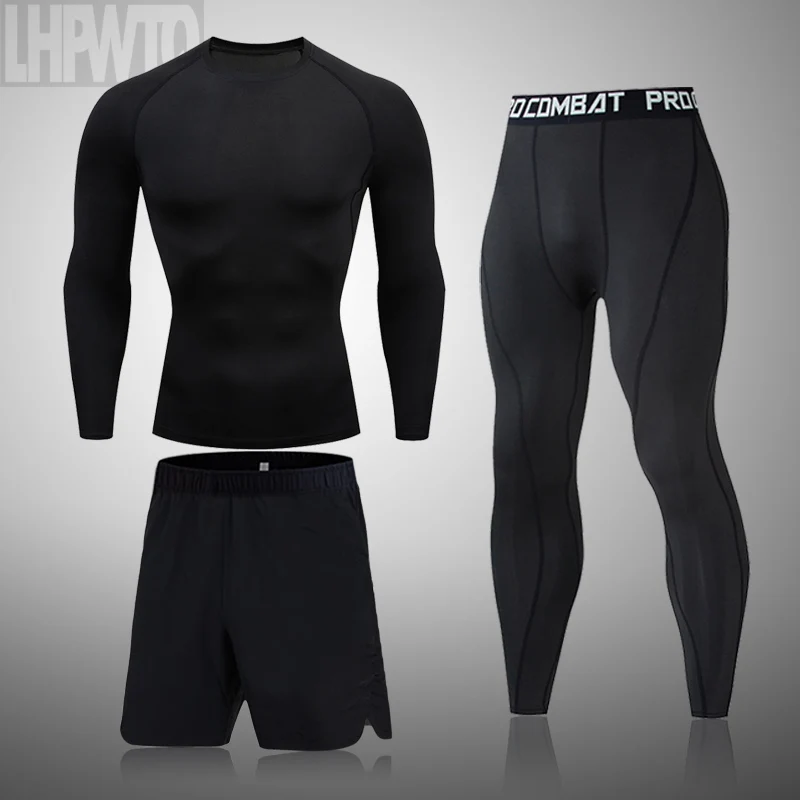 

Комплект мужского термобелья, компрессионные штаны, леггинсы, Быстросохнущий тренировочный костюм для спортзала, MMA