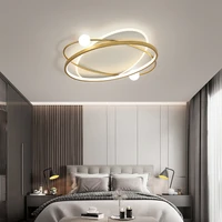 new modern style led chandelier for bedroom living room kitchen study ceiling lamp gold ring round design remote control light