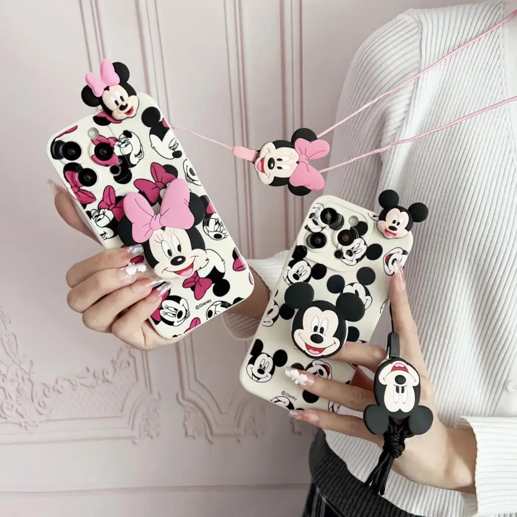 Для OPPO Reno 4F 4lite 5lite 5 7 4G 8 8T 10 PRo Minnie head чехол с веревкой-держателем