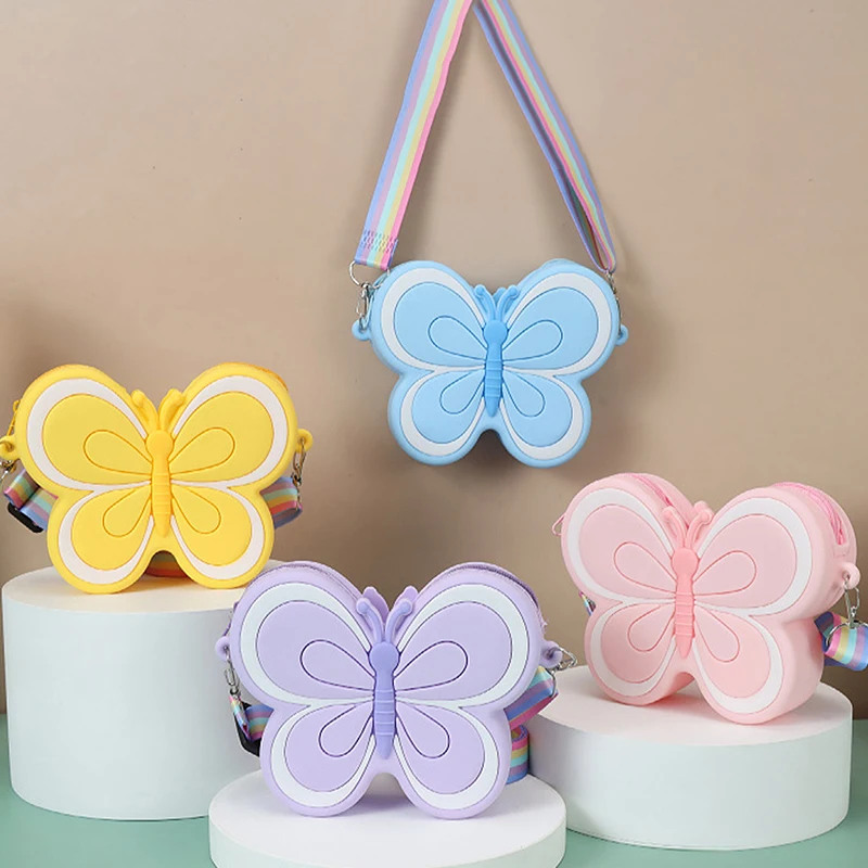 Cute Silica Gel Bow Children's Mini Shoulder Bags Cute Double-sided Silicone Messenger Shoulder Bag Small Coin Purse