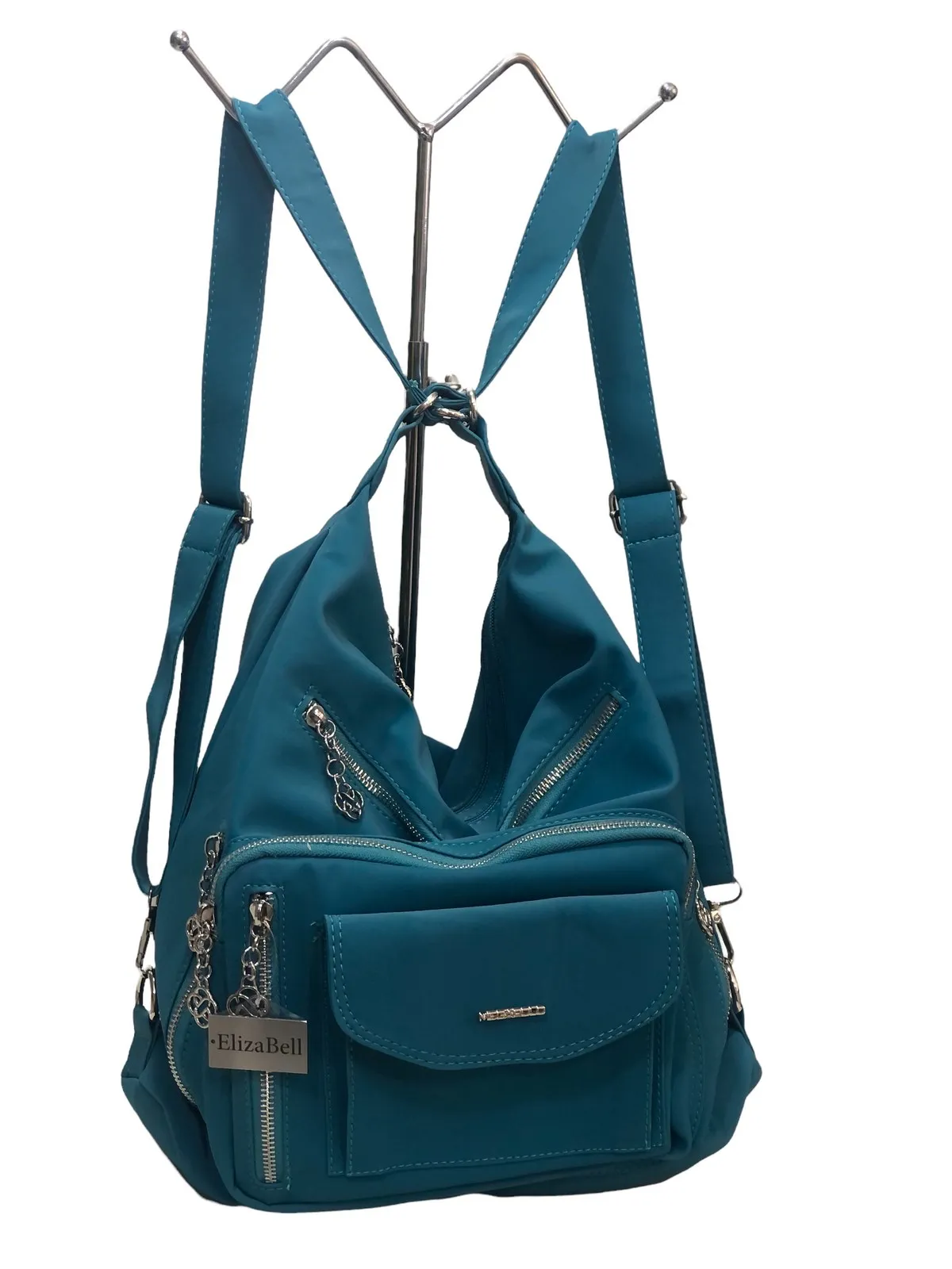 

Blue women backpack and sleeve bag multi-eyed waterproof fabric