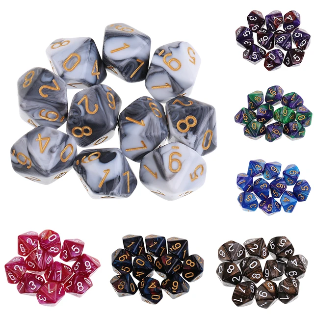 MagiDeal 10pcs 10 Sided Dice D10 Polyhedral Dice for Table Games for Pub Club Games Supplies Pink 1