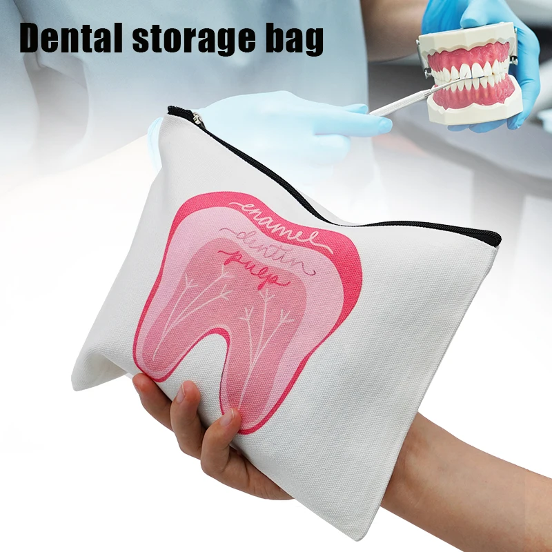 Белая косметичка на молнии с милым зубом из мультфильма сумка для хранения