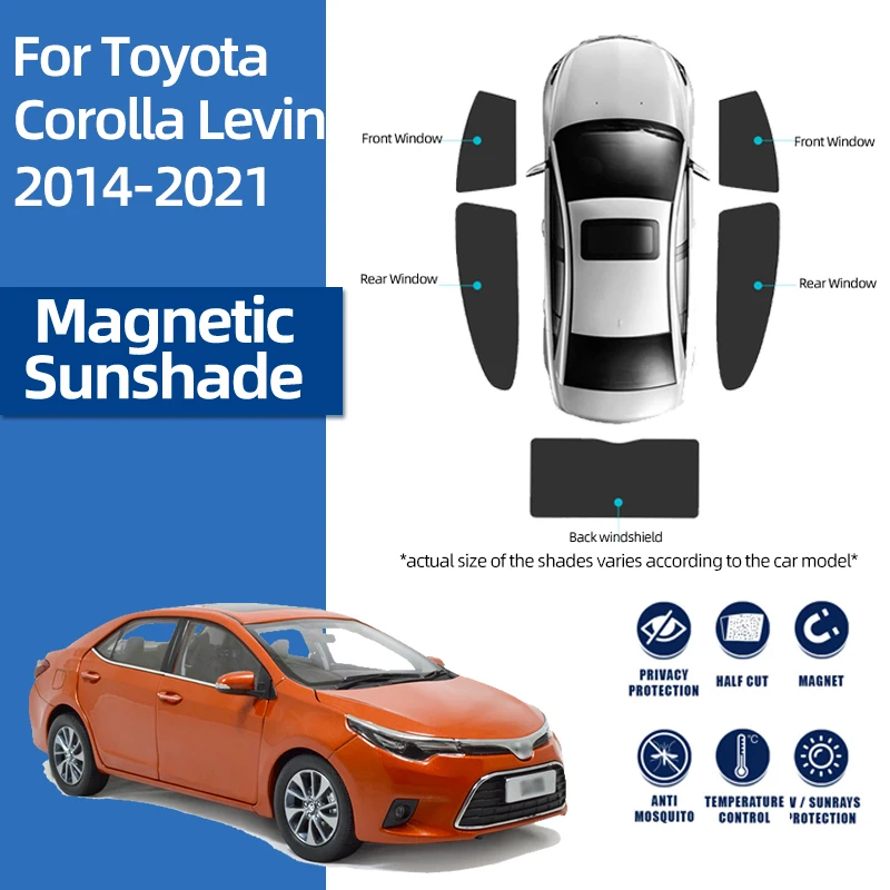 Parasol magnético para coche Toyota Corolla E170 Sedan 2013-2019, marco de parabrisas delantero y trasero, cortina de ventana lateral, protector solar