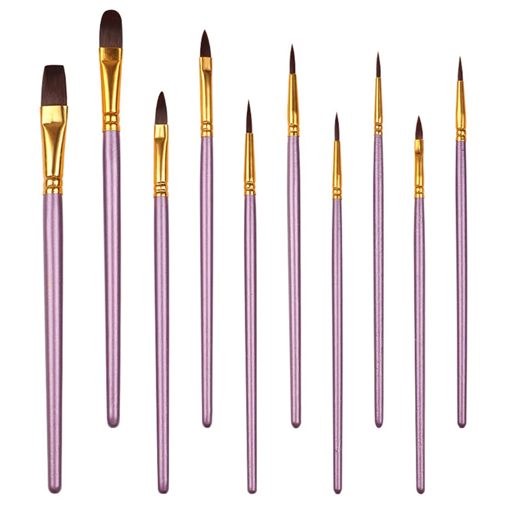 

10PCS Brushes Set Nylon Painting Brush Watercolor Painting Oil Brush Drawing Tool for Artists, Adults Kids ( Violet )