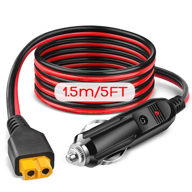 Кабель-переходник автомобильного прикуривателя 3 м/1,5 м 12AWG к XT60 для ALLPOWERS R600 R1500 R2500 S2000 Pro Ecoflow Delta/River Anker.