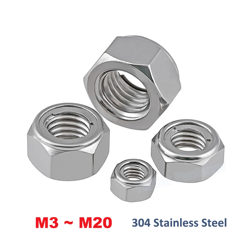 

M3 M4 M5 M6 M8 M10 M12 M14 M16 M18 M20 304 Stainless Steel Torque Type All Metal Insert Hex Hexagon Self Lock Nut Locknut DIN980