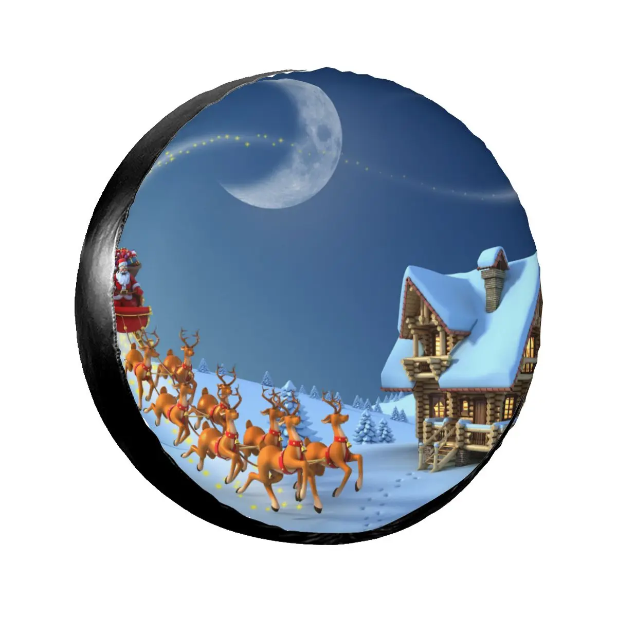 

Чехол для автомобильных колес 13/14/15/16 дюймов, чехол для запасных шин с Санта-Клаусом для рождественской ночной сцены, защитный чехол, аксессу...