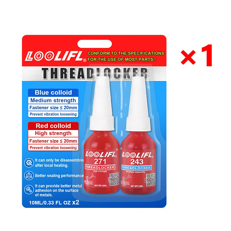 

LOOLIFL 243+271 Комбинированный клей для фиксации резьбы 10 мл*2