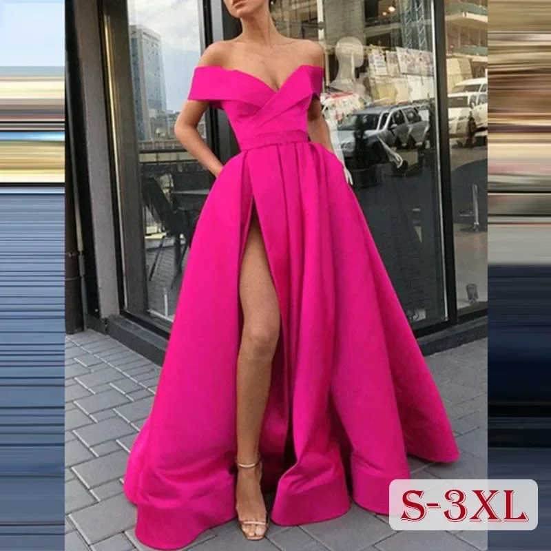 

S-3XL Women Wedding Dress Sexy Ladies Maxi Birthday Evening Party Dresses Crazy Hot Pink Summer Female Prom Vestido Dropshipping