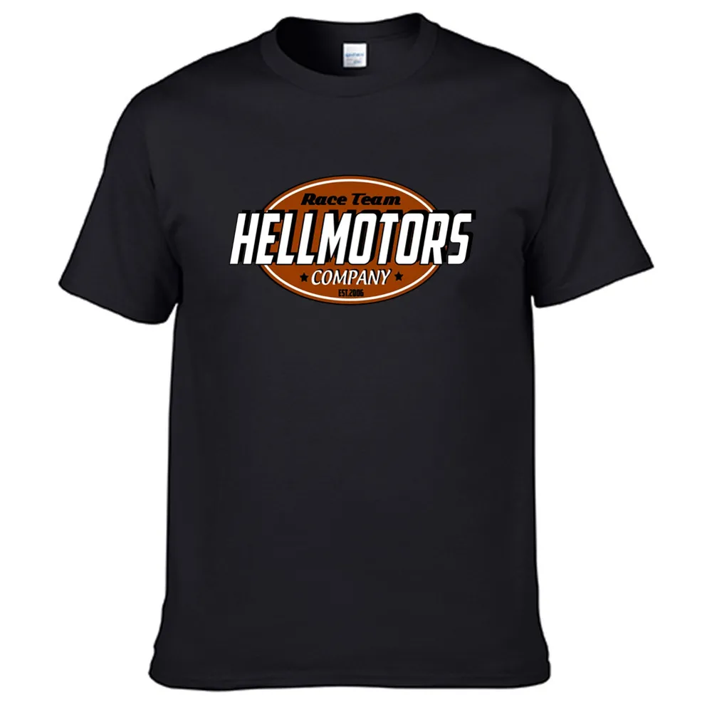 

Race Team Hellmotors Retro Casual T Shirt Men's Summer Black 100% Cotton Short Sleeves O-Neck Tee Shirts Tops Tee Unisex