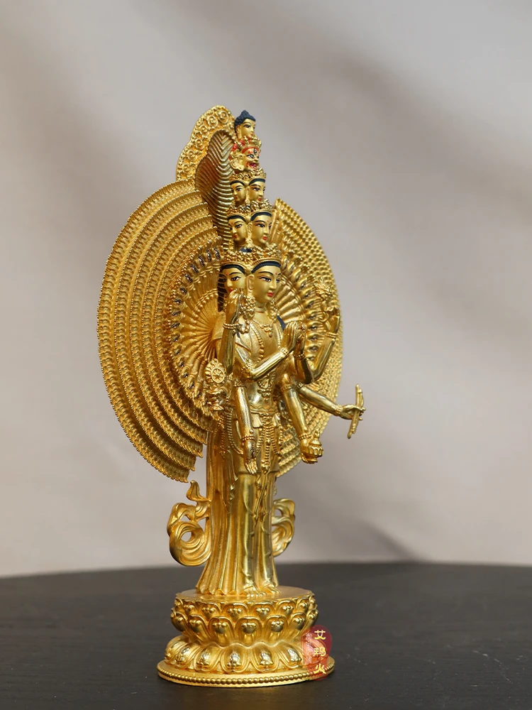 Статуэтка Будды Гуаньинь 5 дюймов позолоченная Бронзовая статуэтка Бодхисаттва