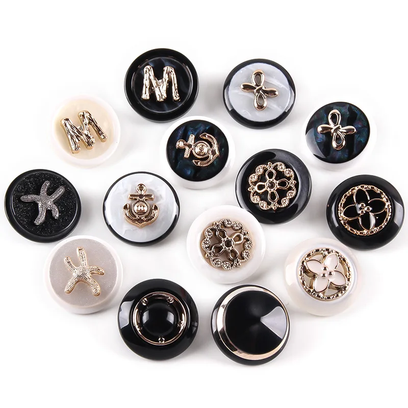 

100pcs/lot Luxury Rhinestones Buttons For Clothing Designers Fashion Black Metal Women's Clothing Buttons Diy Coat Shirt Buttons