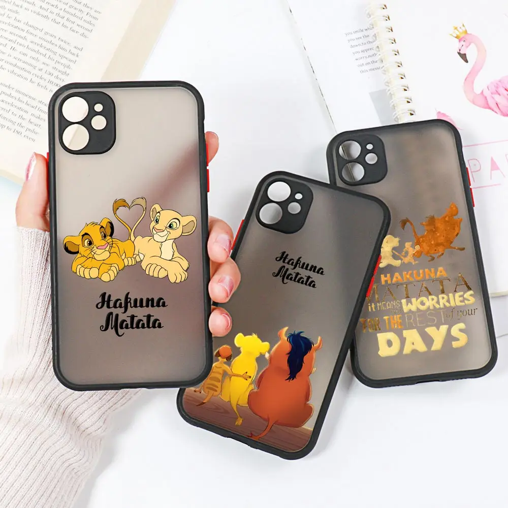 

D-Disney The Lion King HAKUNA MATATA Coque iPhone14 Case For iPhone 11 13 14 12 Pro Max Mini XS XR SE 7 8 Plus Clear Matte Cover