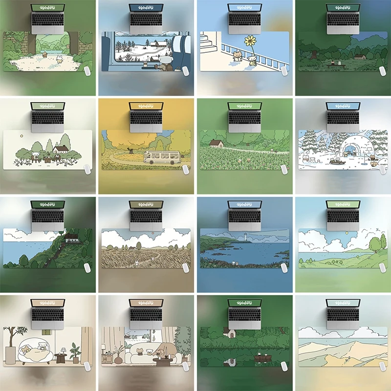 

300X600X2MM Cat Rabbit HD Thickened Mouse Pad Green Cute Cartoon Animal Personality Oversized Gaming Keyboard Table Mat