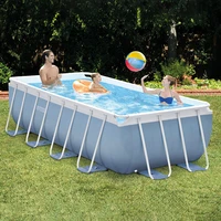 intex outdoor large family inflatable rectangular metal frame swimming pool