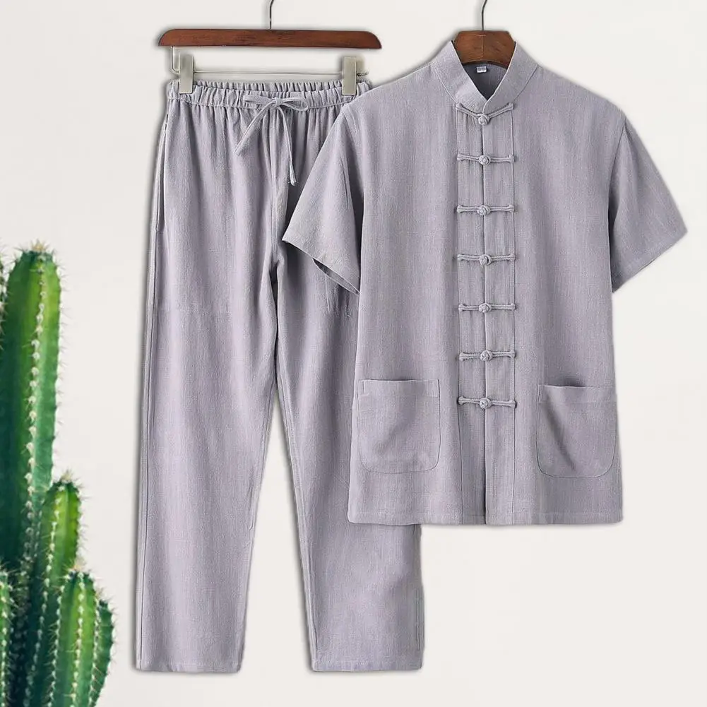 Утренняя тренировочная одежда в китайском ретро-стиле мужской костюм с топом