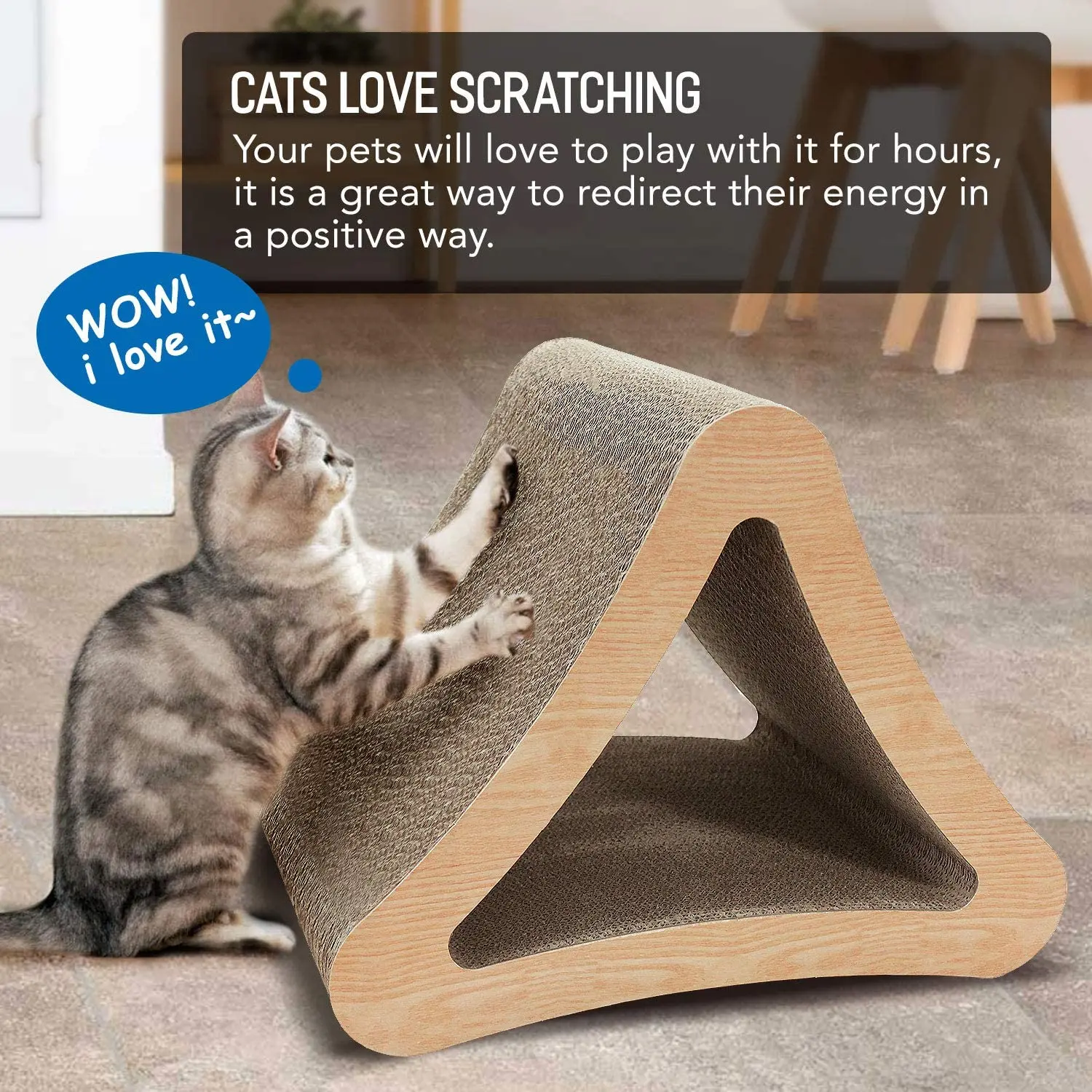 

3-Side Triangle Cat Scratching Post Scratcher Cardboard Corrugated Vertical Prevents Furniture Damage Pet Furniture Supplies