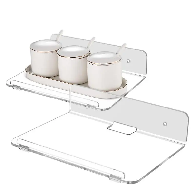 

Wall Mounted Floating Shelves Floating Bookshelf Wall Mount Shelves Clear Display Rack Acrylic Floating Shelves 2Pcs/Set 7.9Inch