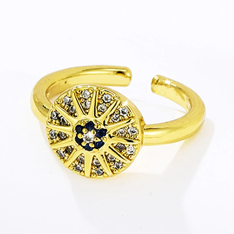 

2022 Hot Sale 18K Real Gold Plated Retro Fashion Round Solar Astrolabe Pattern Women Ring Opening Adjustable Charm Ladies Rings