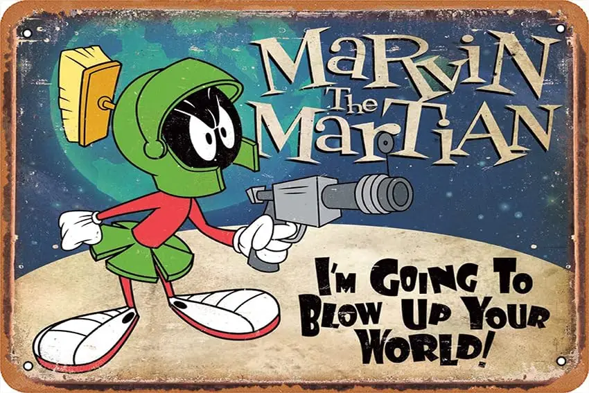 Винтажные жестяные знаки Марвин марсианский винтажный Настенный декор ретро