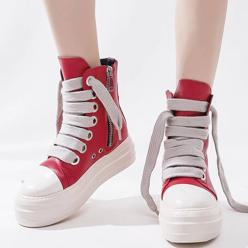 Sporty Outdoor Sneakers Two Tone Side Zip High Top Skate Shoes Women  Canvas Shoes Women High-top Lace-up Front Sneakers