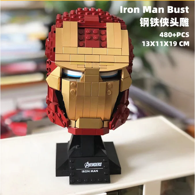 

In Stock 50015 480Pcs Compatible Movies Build Iron Man Helmet Building Blocks Magical