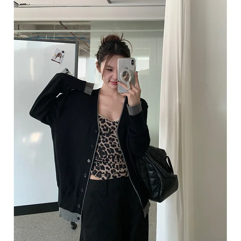 NaTan в консервативном стиле двухсекционный иллюзорный вязаный кардиган женский